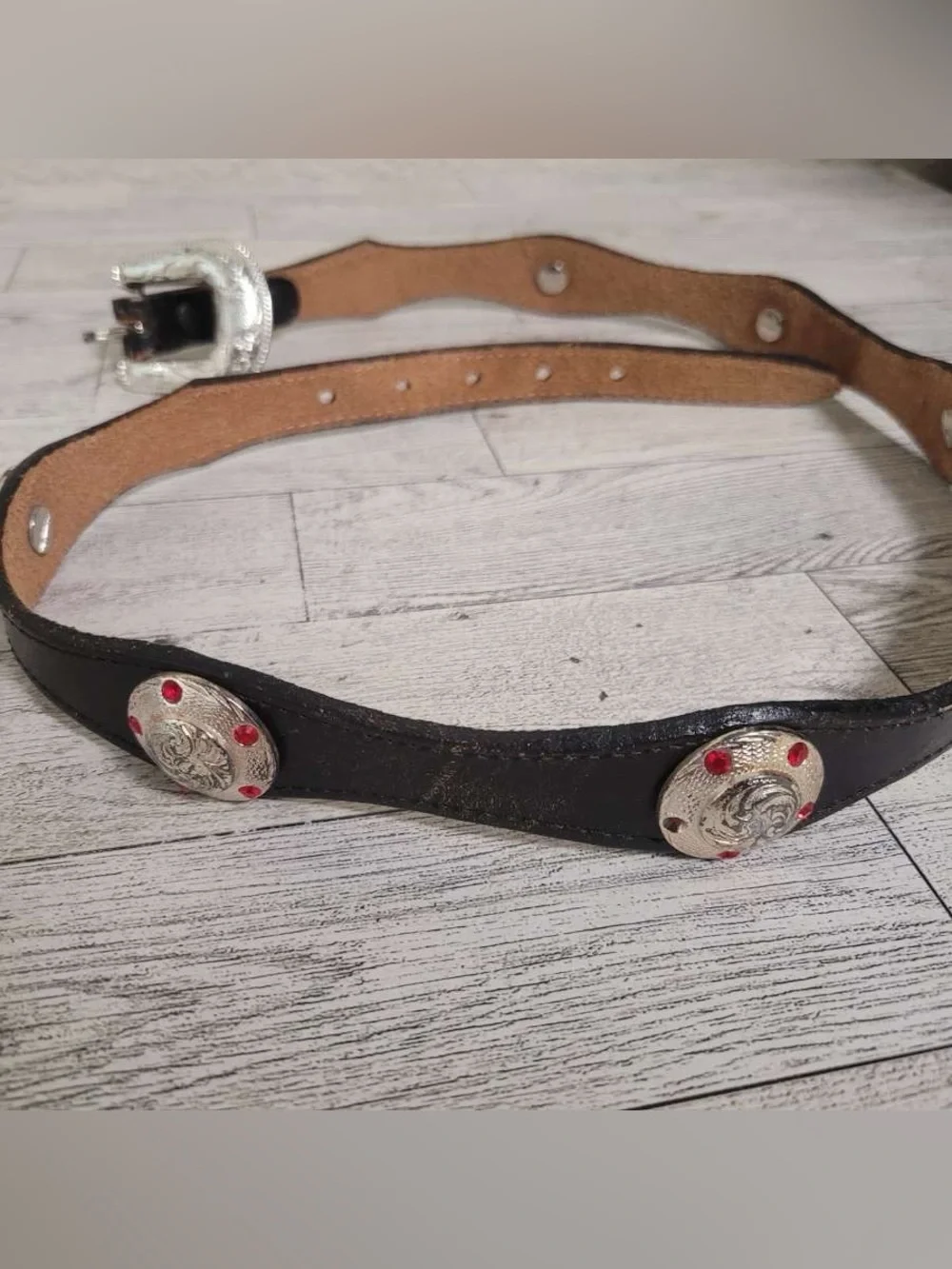Women’s Nocona Western Black Leather Rodeo Concho Cowgirl Western Belt Size 30